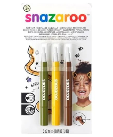 Snazaroo Brushpen Jungle Set Pack of 3 - Multicolour