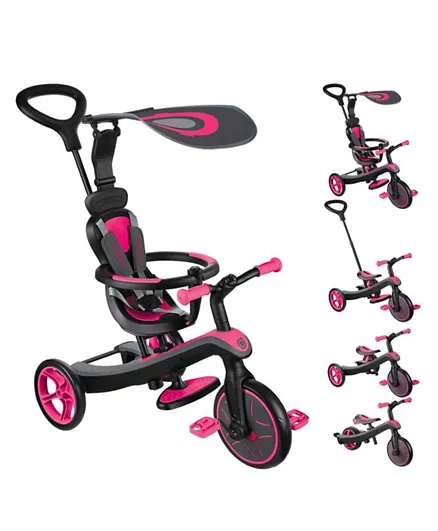 Globber 4 in 1 Trike Explorer Tricycle and Balance Bike - Pink