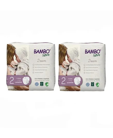 Bambo Nature Eco Friendly Diapers Size 2 Value Pack Of 2 - 60 Diapers