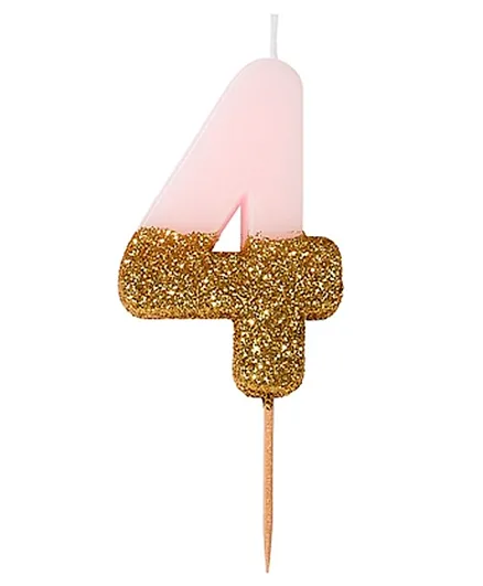 Talking Tables  Glitter Number Candle 4 - Pink