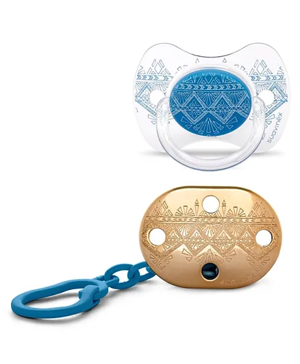 Suavinex Soother and Holder with Chain - Blue