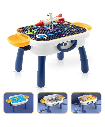 Little Story 4 In 1 Activity Table With Blocks - Blue