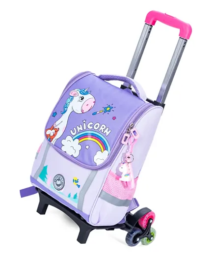 Eazy Kids Unicorn School Bag With Trolley Prince Purple - 14 Inch
