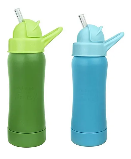 Green Sprouts Ware Straw Bottle made from Plants Green + Sprout Ware Straw Bottle made from Plants Aqua - 295mL each