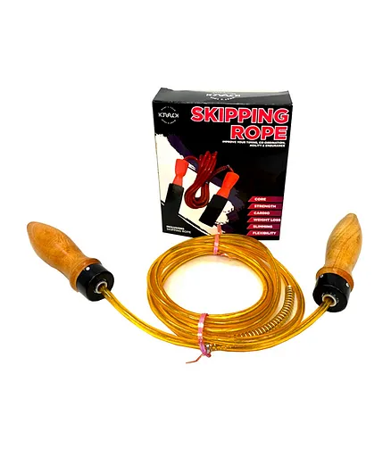 Knack Skipping Rope with Wooden Handle - Yellow