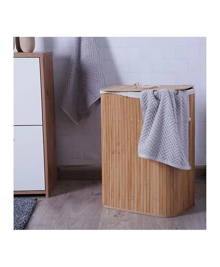 PAN Home Gervase Foldable Bamboo Laundry Hamper -Natural