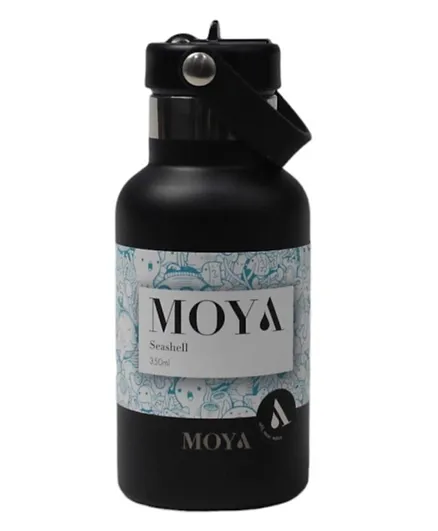 Moya Seashell Insulated Sustainable Water Bottle Black - 350mL