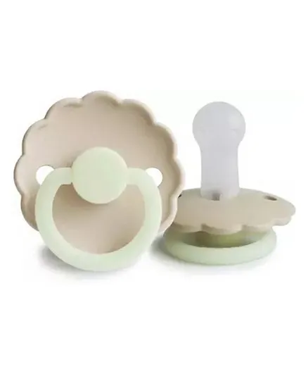 FRIGG Daisy Silicone Baby Pacifier 2-Pack Blush Night/Cream Night - Size 1