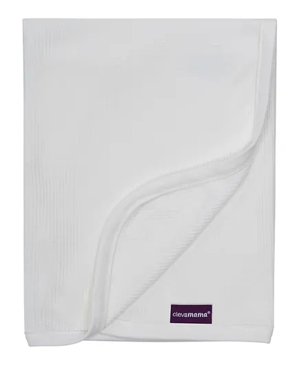 بطانية قطنية بنسيج الوافل للسرير الصغير/سرير الأطفال 120 × 140 سم - بيضاء