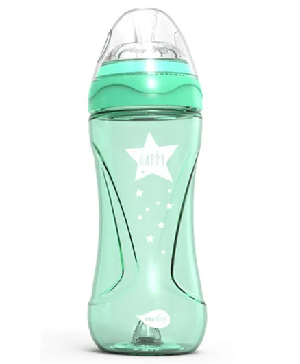 Nuvita Mimic Cool Anti Colic Baby Bottles Ergonomic Shape & Teats Nipple Effect Green -  330ml