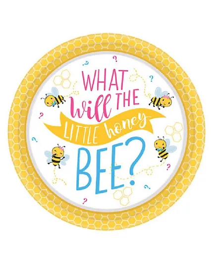 Party Centre What Will It Bee Paper Plates Yellow - Pack of 8