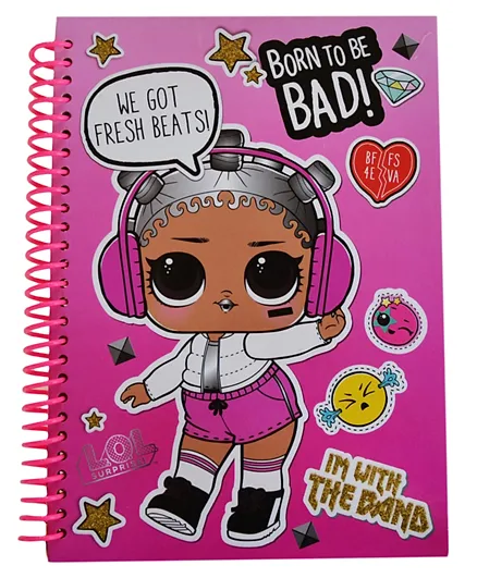 L.O.L Born to Rock A5 Notebook - Pink