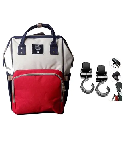 Pikkaboo Anello Diaper Backpack with Hooks - Red & White