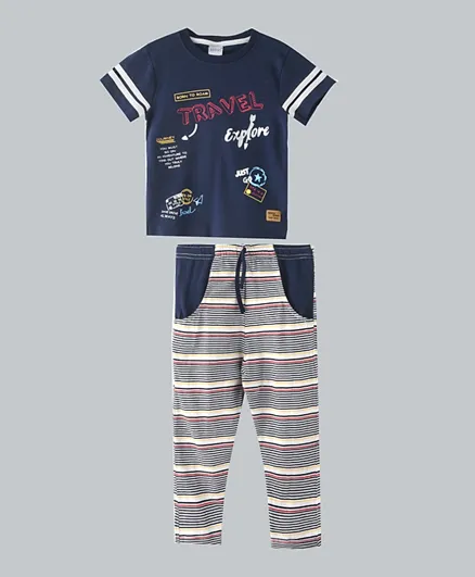 Genius Travel T-Shirt With Pants Set - Navy