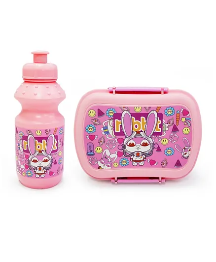 Eazy Kids Rabbit Lunch Box with Water Bottle - Pink
