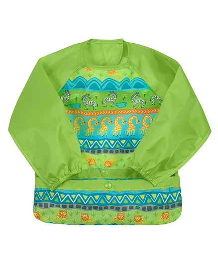 Green Sprouts Snap & Go Easy wear Long Sleeve Bib - Green Safari