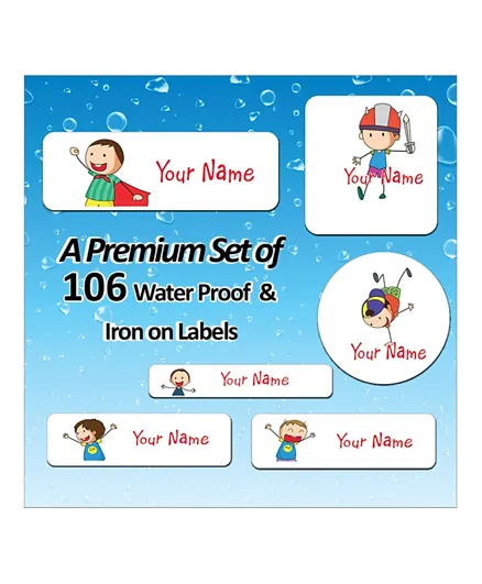 Ajooba Value Pack With Personalized Waterproof & Iron On Labels 00654 - Pack Of 106