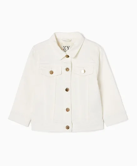 Zippy Front Button Jacket - White
