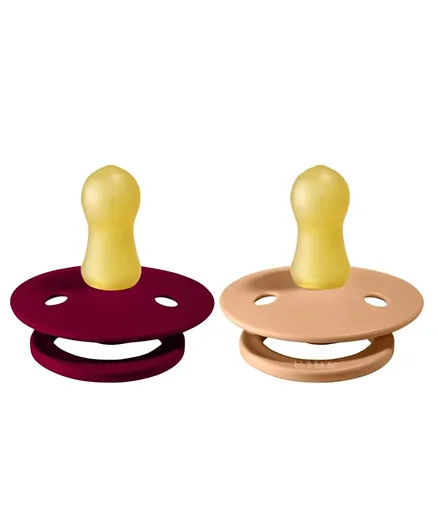BIBS Colour Size 1 Baby Beginner Pacifiers Pack of 2 - Ruby & Peach