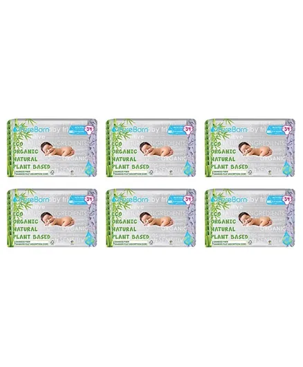 PureBorn Nappies Pack of 6 New Born - 204 Pieces