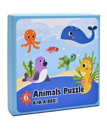 لعبة ألغاز من هايلاند 6 في 1 للأطفال على شكل حيوانات البحر - الحوت و الفقم و فرس البحر و السلحفاة البحرية والأخطبوط و أحجية الأسماك الكبيرة البحرية