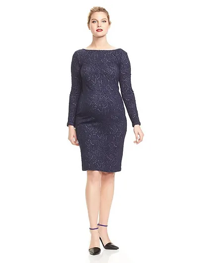 Mums & Bumps - Soon Heidi Midi Maternity Dress - Navy