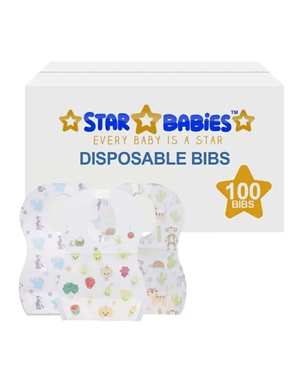 Star Babies Disposable Bibs Assorted - Pack of 100