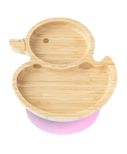 Eco Rascals Bamboo Duck Suction Plate - Pink