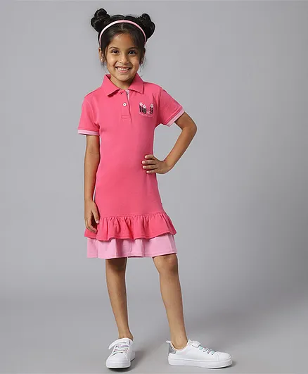 Beverly Hills Polo Club Floral Embroidered Dress - Pink