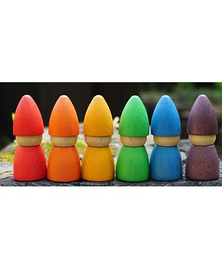 Woody Buddy Rainbow Peg Dolls Pack of 6 - 7cm