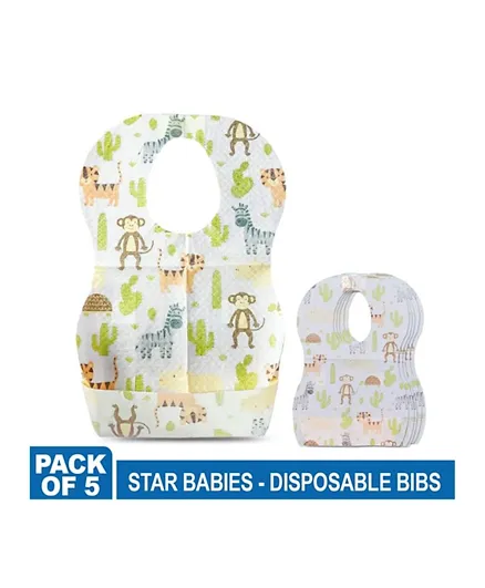 Star Babies Disposable Bibs Pack of 5 - Animals