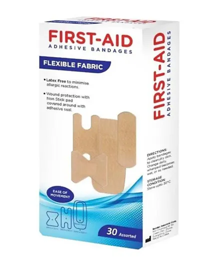 First Aid Flexible Fabric Bandages - Pack of 30