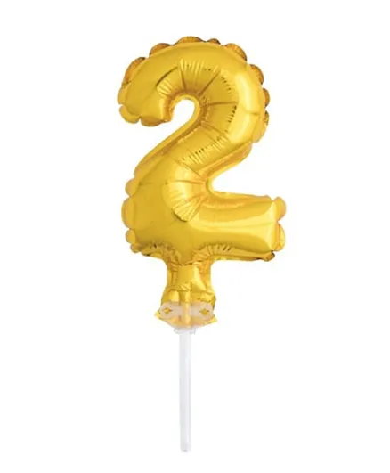Unique Gold Foil Balloon Cake Topper Number 2 - 5 Inches