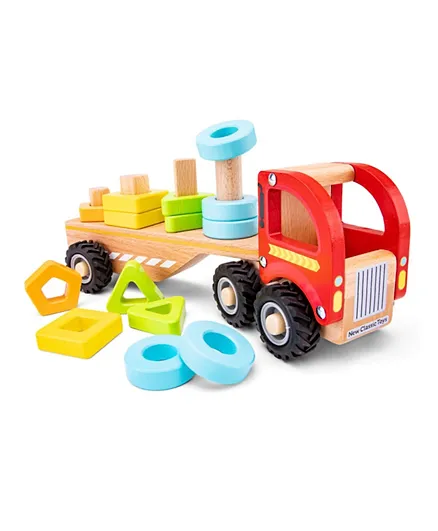 New Classic Toys Truck With Geometric Stacker - 15 Pieces