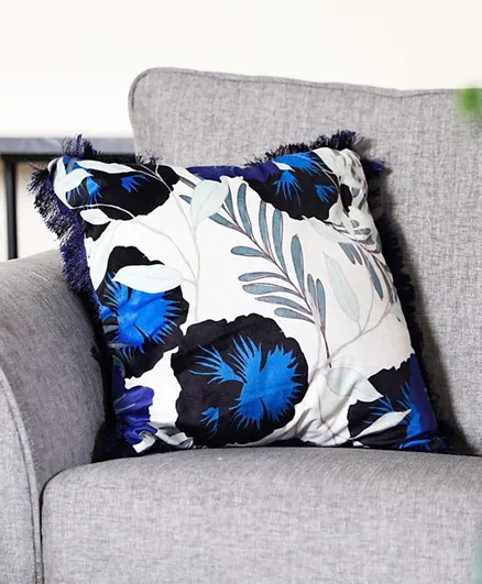 Danube Home Alaina Coronet Bloom Filled Cushion - Blue and White