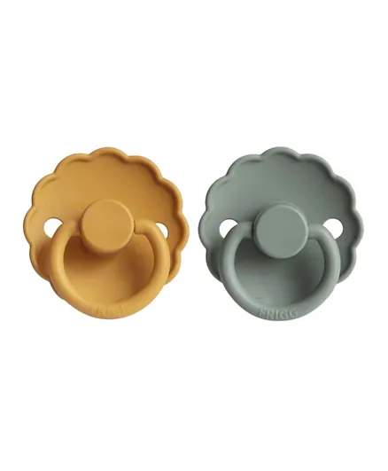 FRIGG Daisy Silicone Baby Pacifier 2-Pack Honey Gold/Lily Pad - Size 2