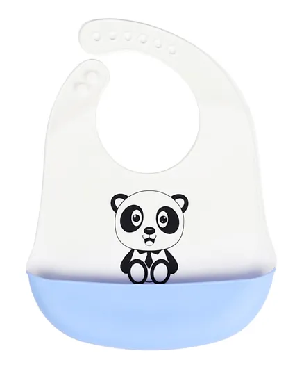 Little Angel Panda Baby Silicon Bib - White & Blue