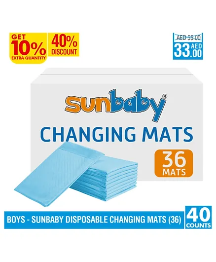 Sunbaby Disposable Changing Mats Pack of 36 - White