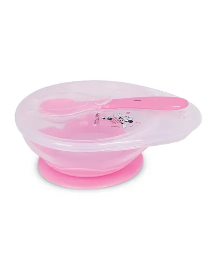 Disney Minnie Mouse Silicone Suction Bowls With Lid - Pink