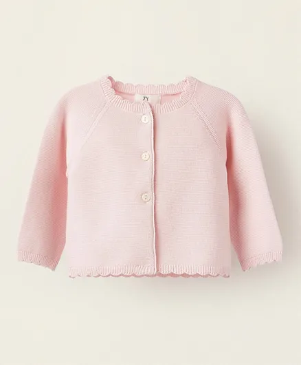 Zippy Solid Knit Cardigan - Pink