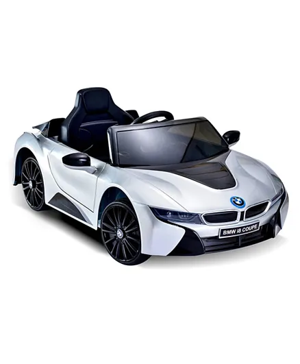 بيبي هاج سيارة BMW I8 برخصة رسمية تعمل بالبطارية مع إضاءة وصوت وجهاز تحكم عن بعد - فضي