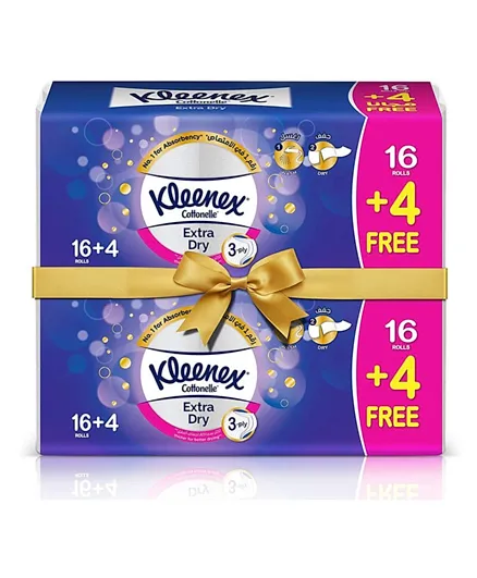 Kleenex 3 Ply Bath Tissue Extra Dry Pack of 20 Rolls x 4 - 160 Sheets