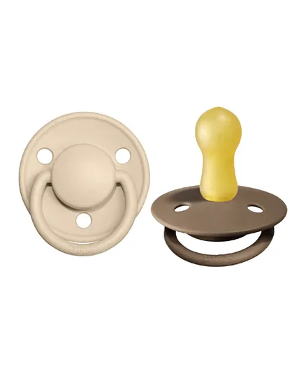 BIBS De Lux 2 Silicone Pacifiers - Vanilla/Dark Oak