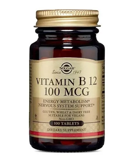 SOLGAR Vitamin B12 100 MCG Dietary Supplement - 100 Tablets