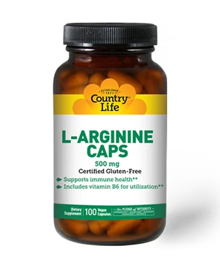 Country Life L-Arginine 500 mg Vegan - 100 Capsules