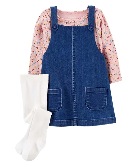 Carter's 3-Piece Tee & Chambray Jumper Set - Multicolor