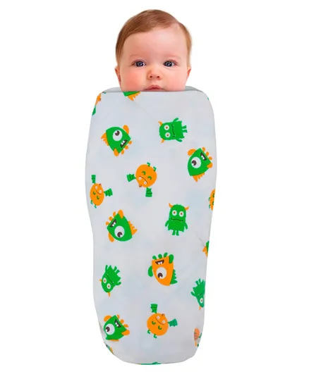 Wonder Wee Monsters Soft and Smooth Mulmul Fabric Baby Swaddle Wrap - Multicolour