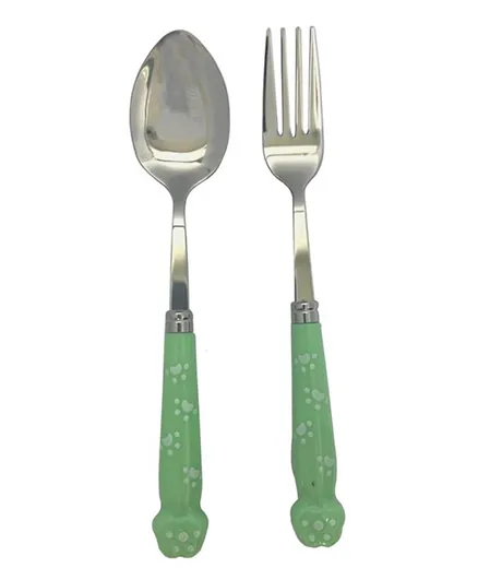 مجموعة أدوات مائدة من الستانلس ستيل على شكل بصمة القدم من برين جيجلز مع علبة - أخضر
