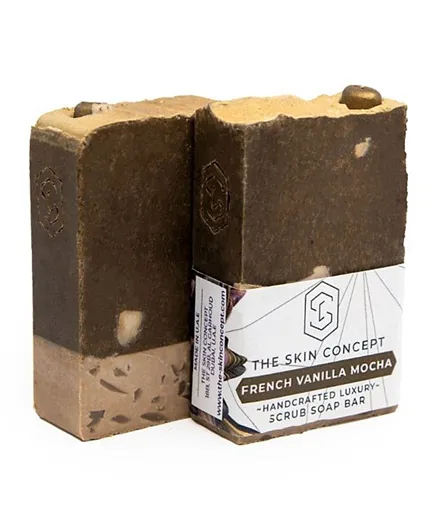 The Skin Concept Handmade Premium Artisanal Coffee Scrub Soap Bar French Vanilla Mocha - 105g