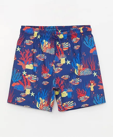 LC Waikiki Sea World Printed Swim Shorts - Blue
